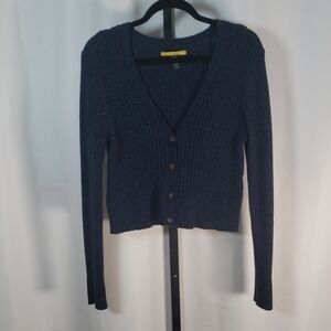 Prince & Fox Blue Ribbed Button-Front Cardigan‎ – SZ XL